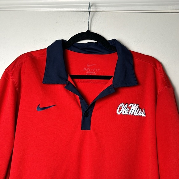 Ole Miss University of Mississippi Dri-Fit Game Day Red Nike Polo Shirt Size XL - Picture 2 of 8